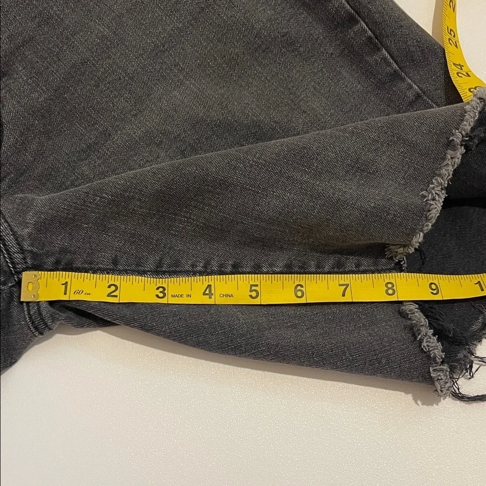 Abercrombie & Fitch Charcoal Denim Distressed Cut Off Long Shorts